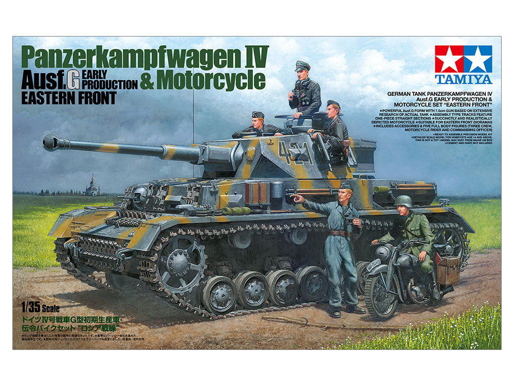 1/35 GERMAN TANK PANZERKAMPFWAGEN IV Ausf.G EARLY PRODUCTION & MOTORCYCLE SET "EASTERN FRONT"