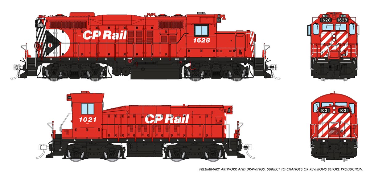 Rapido Ho Scale GMDD GP9u & Slug CP Rail (ex-SW1200) #1628 / 1021 DCC & Sound *Reservation*
