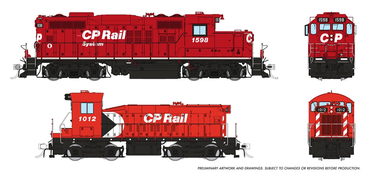 Rapido Ho Scale GMDD GP9u & Slug CP Rail (ex-SW8) #1598 / 1012 DCC & Sound *Reservation*