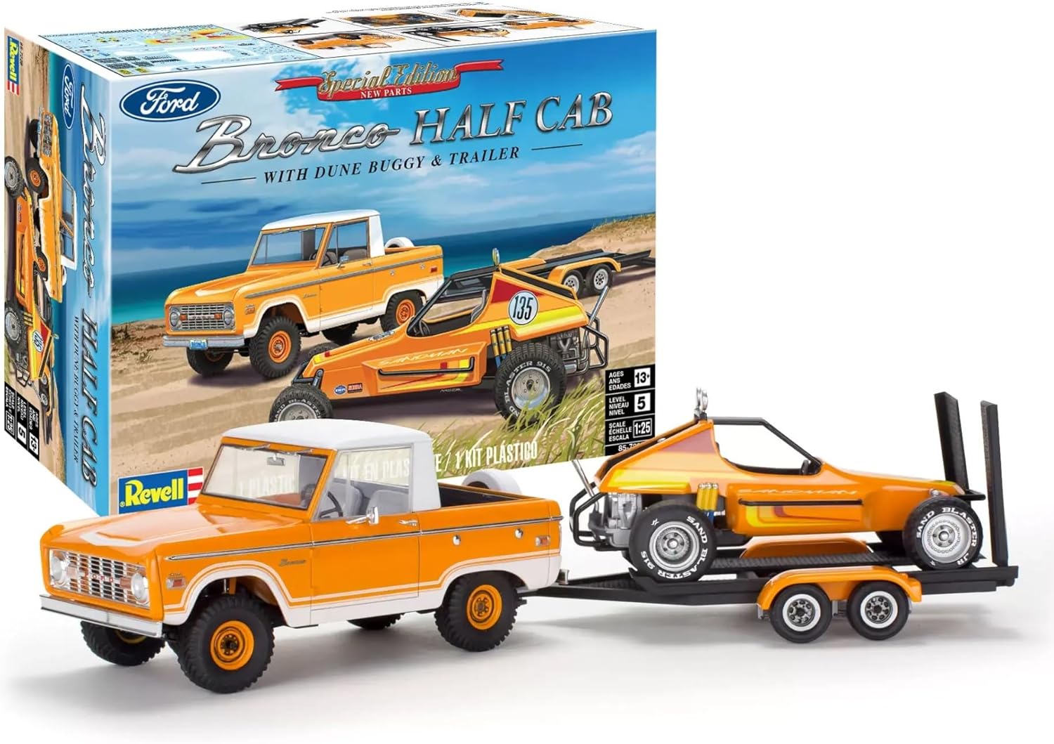 Revell Ford Bronco Half Cab with Dune Buggy and Trailer 1/25 Scale Model Kit