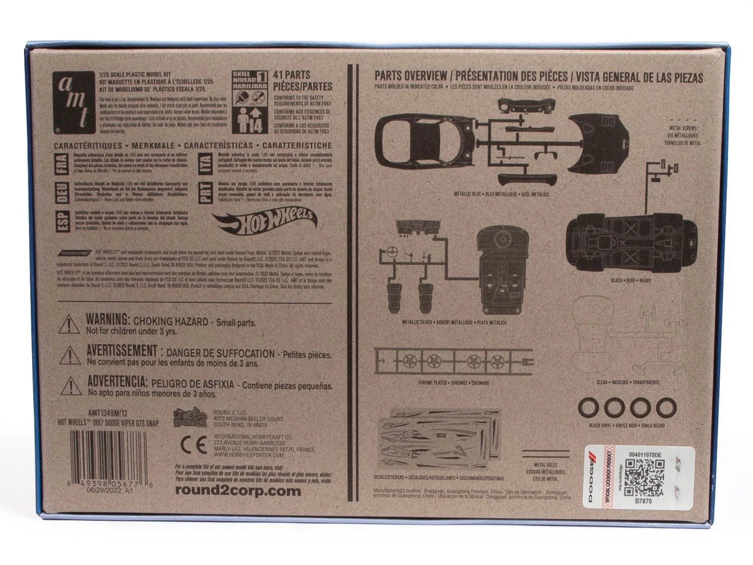 AMT Hot Wheels 1997 Dodge Viper GTS Snap 1:25 Scale Model Kit