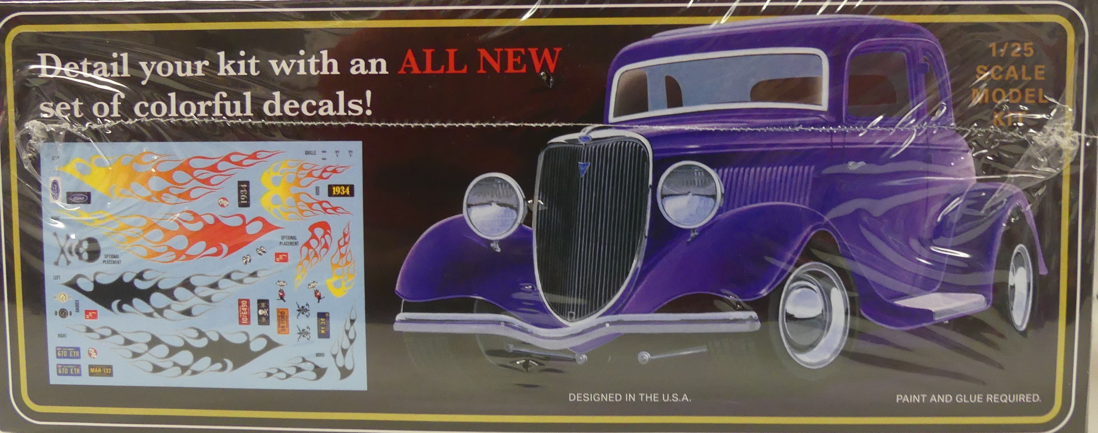 AMT 1934 FORD 5-WINDOW COUPE STREET ROD 1:25 SCALE MODEL KIT