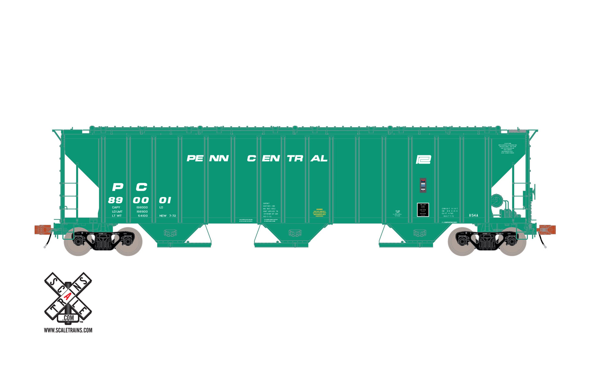 Rivet Counter HO Scale Pullman-Standard 4785 Covered Hopper, Penn Central