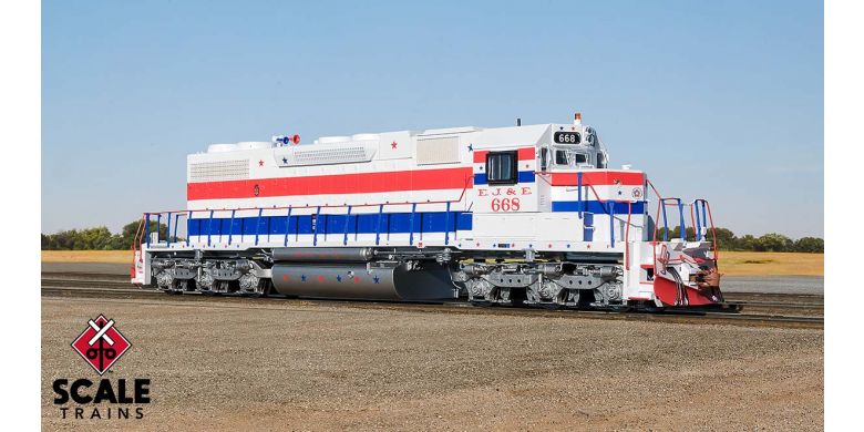 Scaletrains Rivet Counter HO Scale EMD SD38-2, Elgin Joliet and Eastern/Bicentennial #668 DCC & Sound