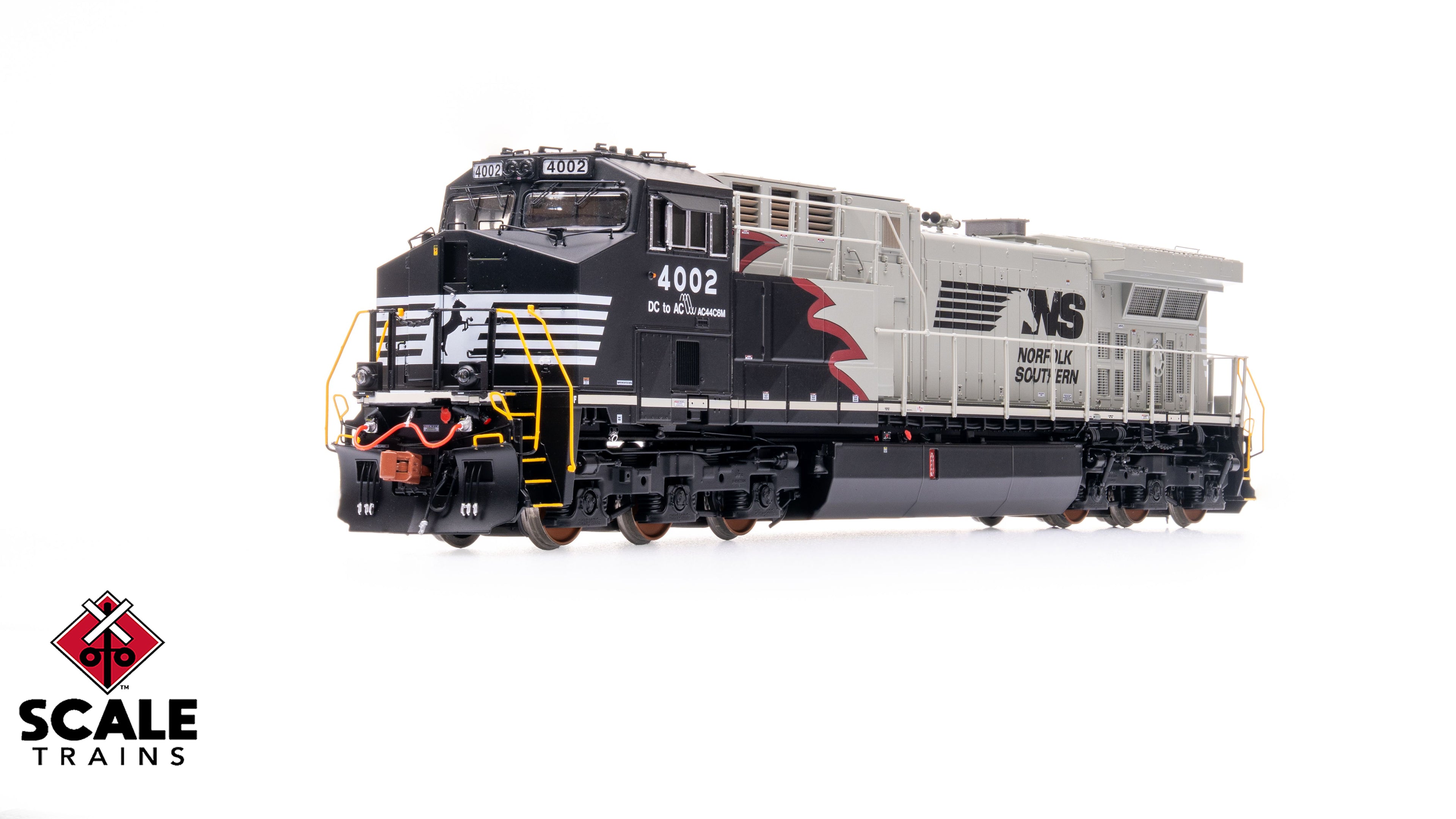 Scaletrains Rivet Counter HO Scale GE AC44C6M, Norfolk Southern/Black Mane/Tuscan Red Stripe #4002 DCC & Sound