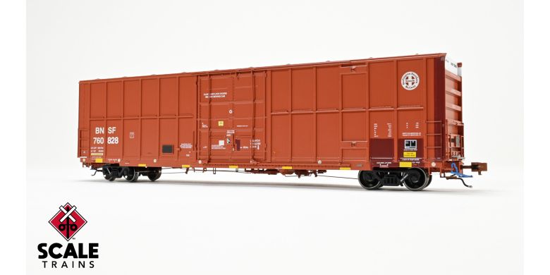 Rivet Counter HO Scale Trinity 60' 7500 12' Plug-Door High-Cube Boxcar, BNSF/Circle Cross Logo/Conspicuity Stripes