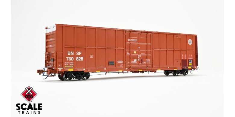 Rivet Counter HO Scale Trinity 60' 7500 12' Plug-Door High-Cube Boxcar, BNSF/Circle Cross Logo/Conspicuity Stripes