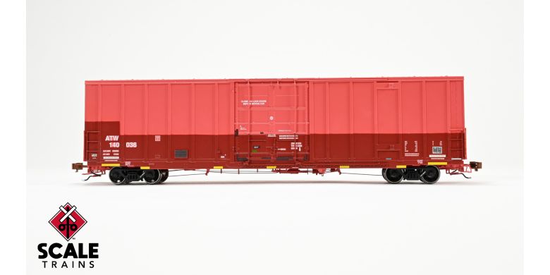 Rivet Counter HO Scale Trinity 60' 7500 12' Plug-Door High-Cube Boxcar, Atlantic & Western/ATW/Patched # 140036
