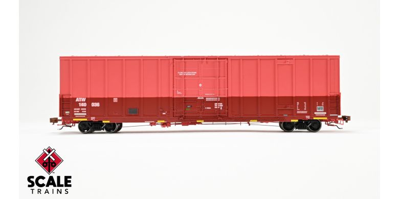 Rivet Counter HO Scale Trinity 60' 7500 12' Plug-Door High-Cube Boxcar, Atlantic & Western/ATW/Patched # 140036