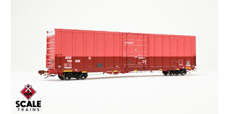 Rivet Counter HO Scale Trinity 60' 7500 12' Plug-Door High-Cube Boxcar, Atlantic & Western/ATW/Patched # 140036