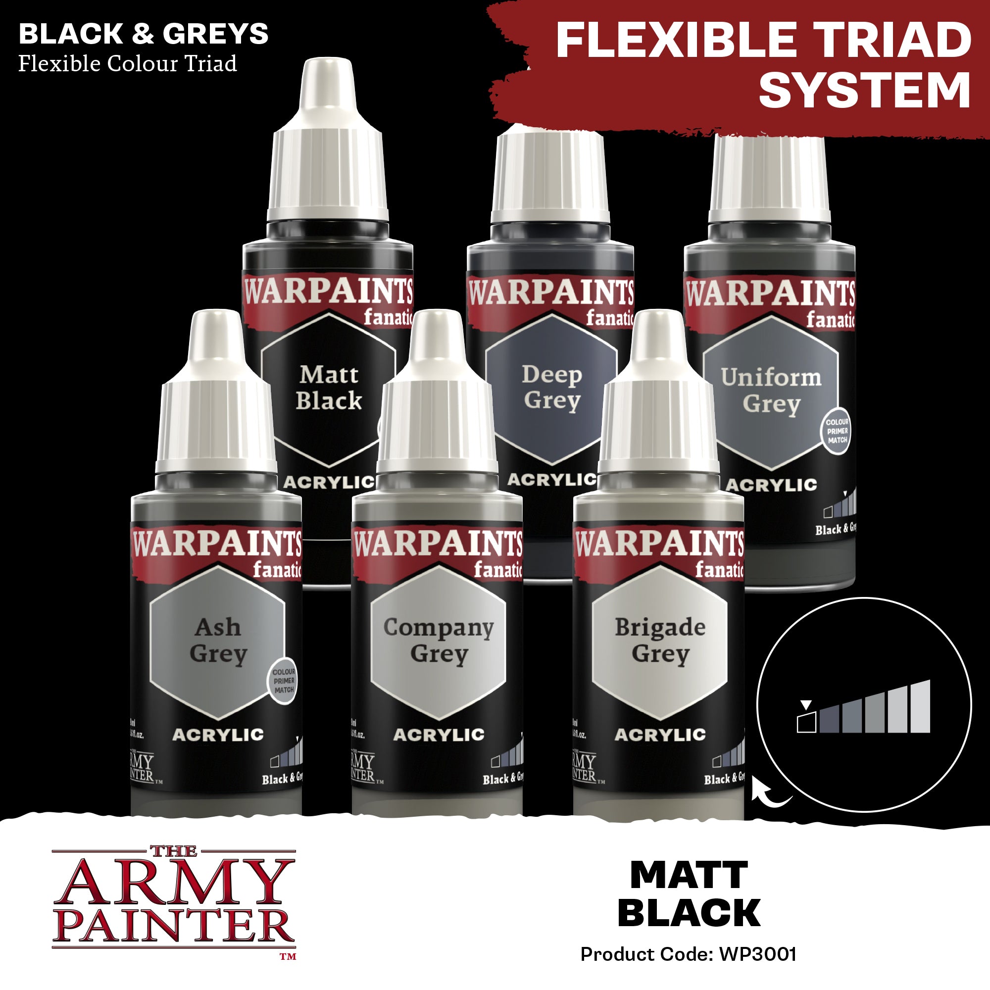 Army Painter Warpaints Fanatic Acrylic, Matt Black