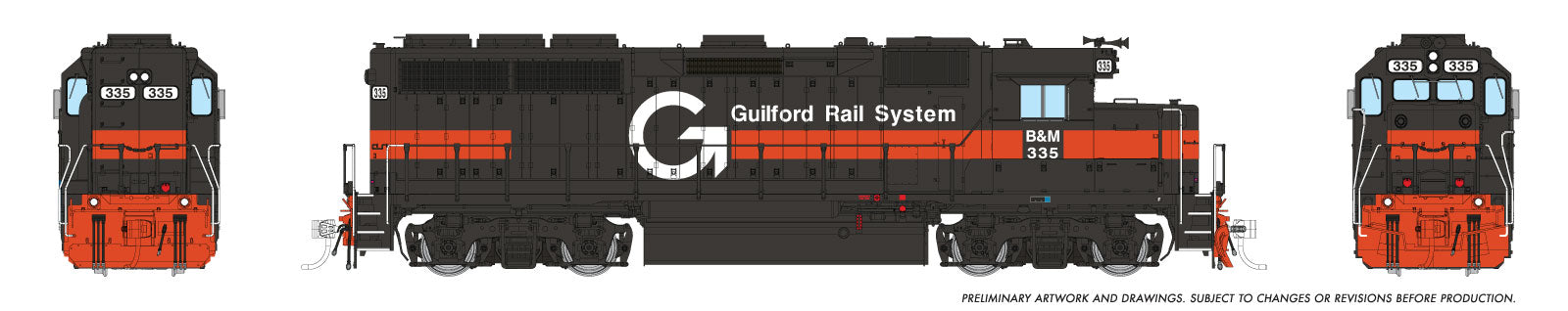 Rapido Ho Scale GP40 Guilford — B&M W/ Front & Rear Ditchlights DCC & Sound *Reservation*