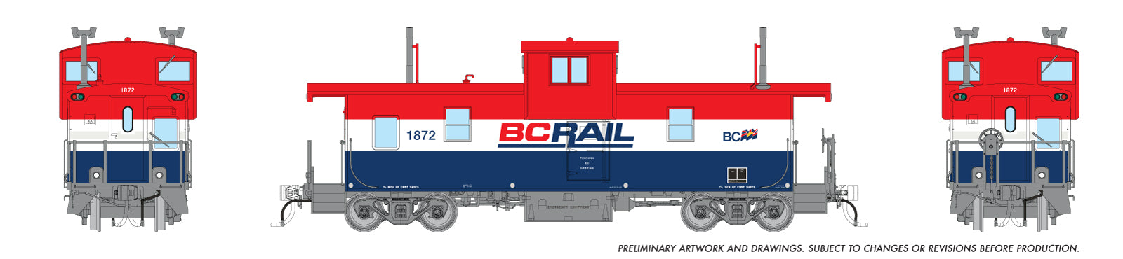 Rapido HO Scale BC Rail Squamish Caboose - Late Scheme *Reservation*