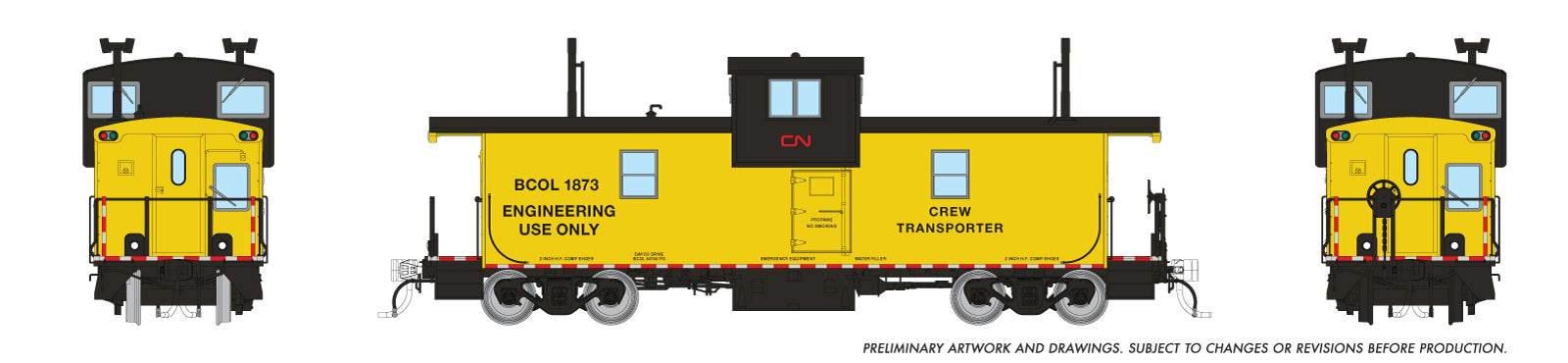 Rapido HO Scale BC Rail Squamish Caboose - Canadian National (BCOL) — Crew Transport #1873 *Reservation*
