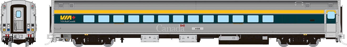 Rapido HO Budd Coach Via Rail Teal Scheme (HEP 2) ex SP Rebuild *Reservation*