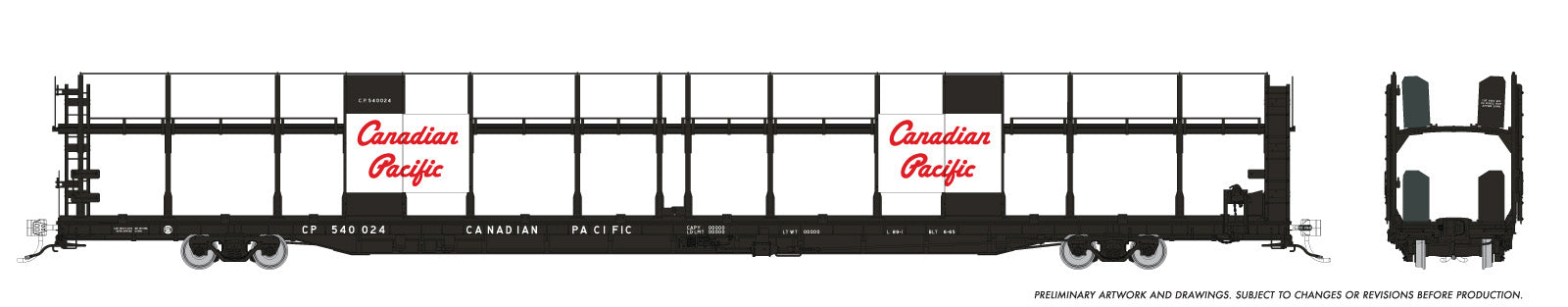 Rapido HO Scale NSC 89’ Bi- Level Autorack - Canadian Pacific Script (Large Panel) -Single Car  *Reservation*