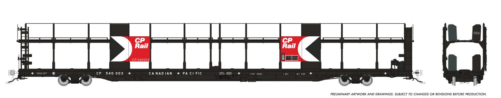 Rapido HO Scale NSC 89’ Bi- Level Autorack - CP Rail — Multimark (6 Pack)  *Reservation*