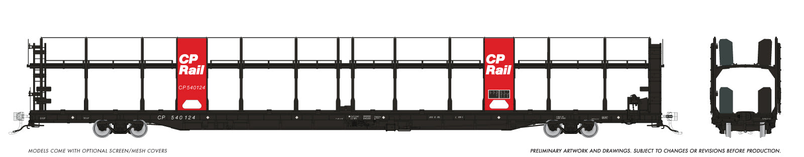 Rapido HO Scale NSC 89’ Bi- Level Autorack - CP Rail Red -Single Car  *Reservation*