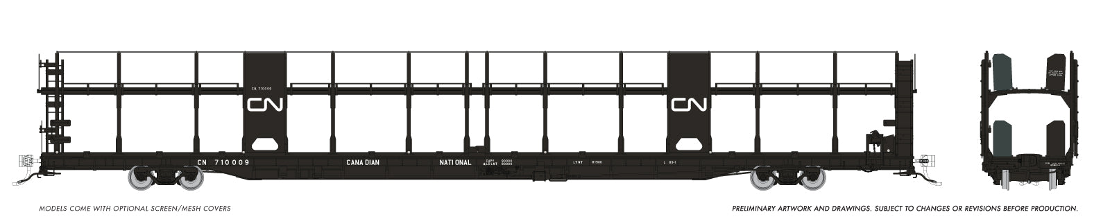 Rapido HO Scale NSC 89’ Bi- Level Autorack - Canadian National — Delivery (6 Pack)  *Reservation*