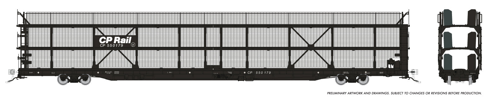 Rapido HO Scale NSC 89’ Tri- Level Autorack - CP Rail Black (6 Pack)  *Reservation*