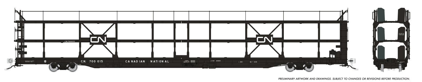 Rapido HO Scale NSC 89’ Tri- Level Autorack - Canadian National Early - Single Car  *Reservation*