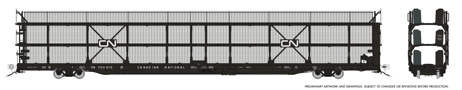 Rapido HO Scale NSC 89’ Tri- Level Autorack - Canadian National Late (6 Pack)  *Reservation*