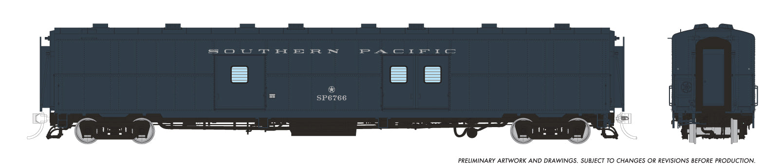 Rapido HO Scale PC&F 66-B-2 Economy Baggage Southern Pacific Baggage/Messenger Early Doors*Reservation*