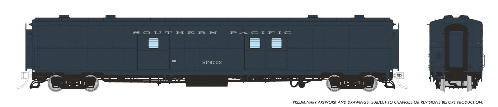 Rapido HO Scale PC&F 66-B-2 Economy Baggage Southern Pacific Baggage/Express Late Doors *Reservation*