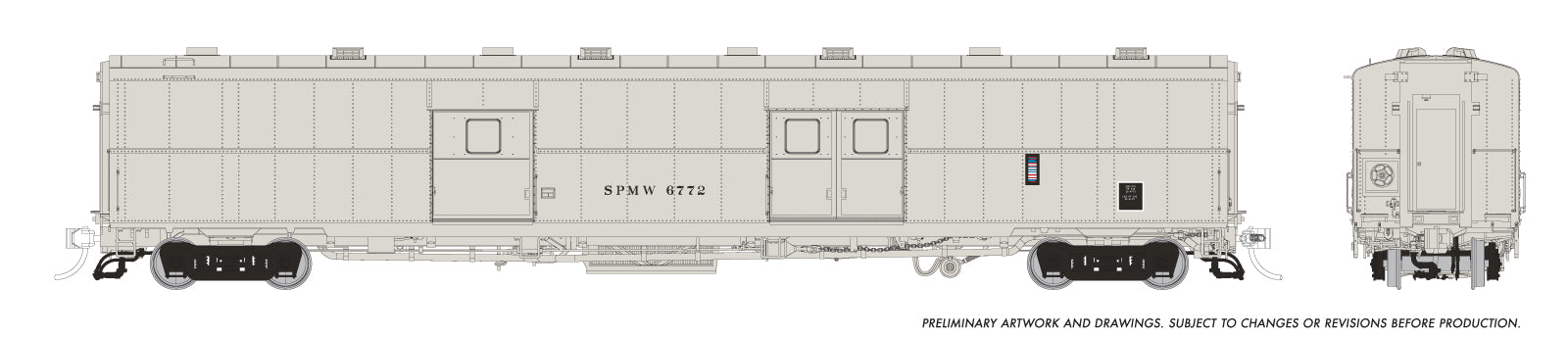 Rapido HO Scale PC&F 66-B-2 Economy Baggage Southern Pacific Maintenance of Way *Reservation*