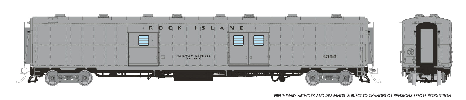 Rapido HO Scale PC&F 66-B-2 Economy Baggage Rock Island W/Sound *Reservation*