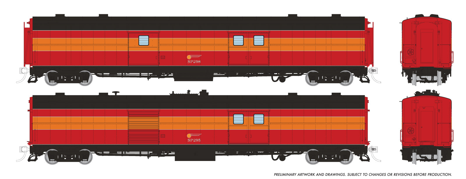 Rapido HO Scale PC&F 66-B-2 Economy Baggage + Power Car  Southern Pacific Daylight W/Sound #298 + 295 *Reservation*