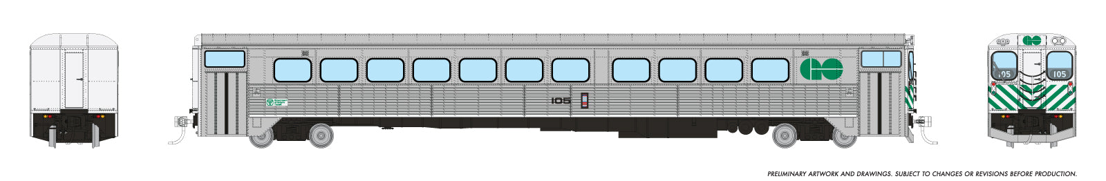 Rapido HO Scale Hawker Single Level GO Transit Cab Car Stripes *Reservation*