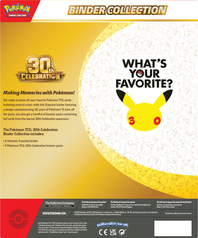 Pokémon TCG:  30TH CELEBRATION BINDER COLLECTION *Reservation*