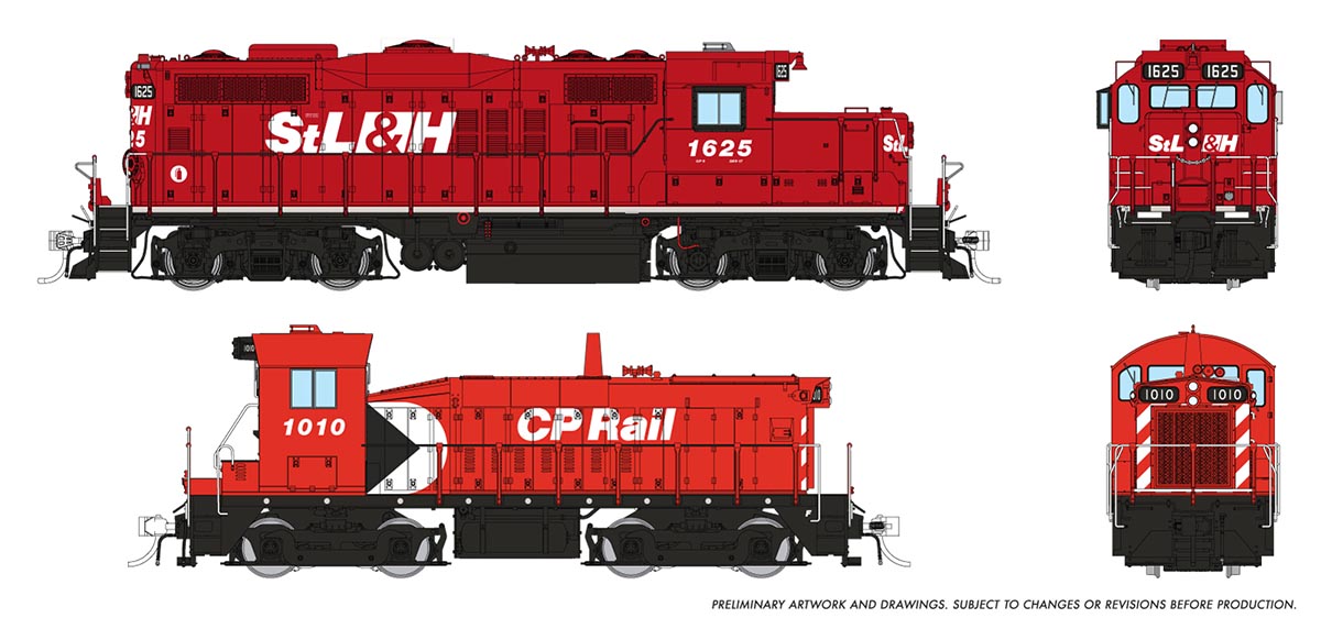 Rapido Ho Scale GMDD GP9u (STL&H) & Slug CP Rail (ex-SW8) #1625/ 1010 DCC Ready *Reservation*