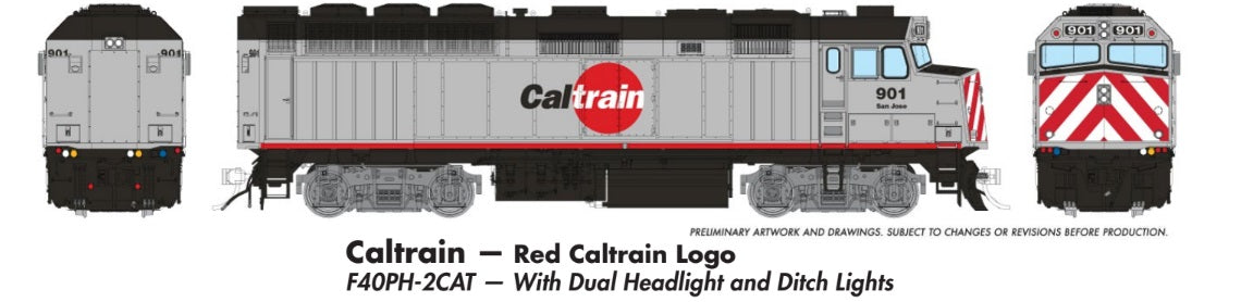 Rapido Ho Scale F40PH-2CAT CalTrain W/Dual Headlight & Ditchlights DCC & Sound *Reservation*