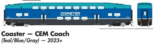 Rapido HO Scale Coaster Bi Level CEM Commuter Single Coach *Reservation*