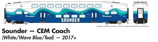 Rapido HO Scale Sounder Bi Level CEM Commuter Single Coach *Reservation*