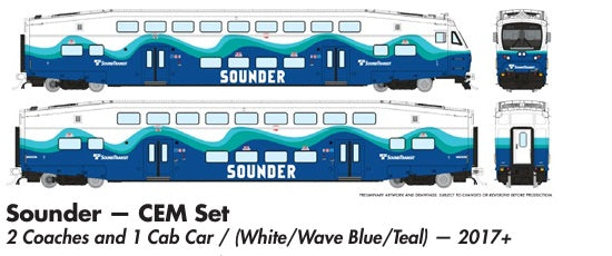 Rapido HO Scale Sounder Bi Level Commuter CEM Set *Reservation*