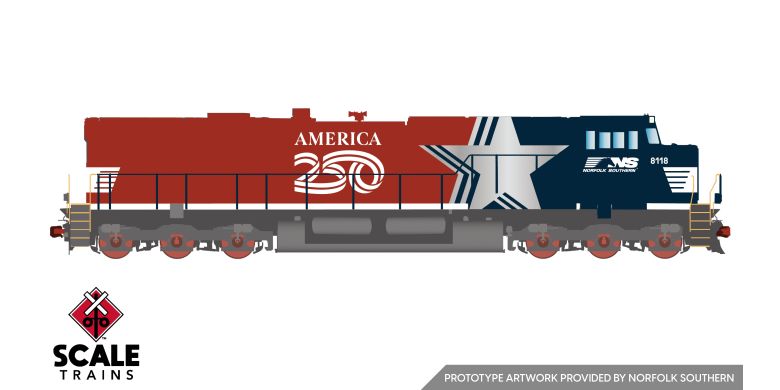 Scaletrains Rivet Counter GE ES44AC, HO Scale Norfolk Southern America250 Commemorative Boxed Set (3) DCC & Sound *Reservation*