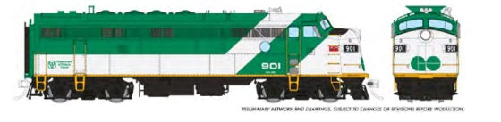Rapido Ho Scale Go Transit FP7 APCU Early Font (Green/White) DCC & Sou ...