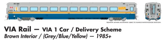 Rapido HO Scale LRC VIA Rail — VIA 1 Car / Delivery Scheme *Reservation*