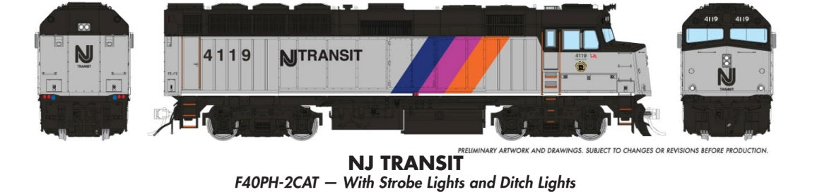 Rapido Ho Scale F40PH-2CAT NJ Transit W/Ditchlights & Strobe Lights DCC Ready *Reservation*
