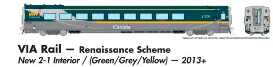 Rapido HO Scale LRC VIA Rail — Renaissance Scheme *Reservation*