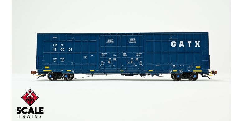 Rivet Counter HO Scale Trinity 60' 7500 8' Double-Plug-Door High-Cube Boxcar, GATX/English & Spanish Door Data/Conspicuity Stripes/LRS #130001