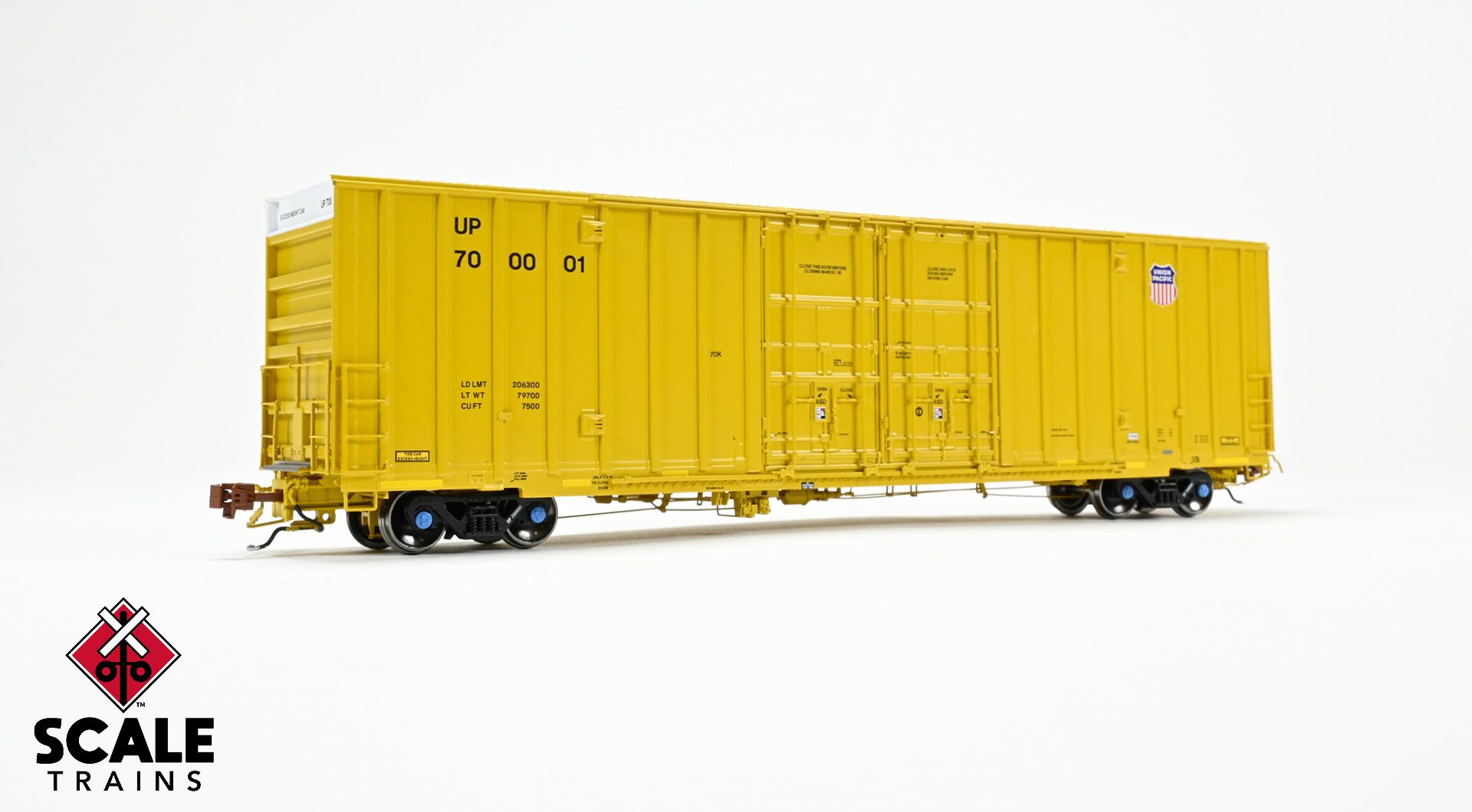 Rivet Counter HO Scale Trinity 60' 7500 8' Double-Plug-Door High-Cube Boxcar (XRH61B), Union Pacific/Anti-Vandalism Reporting Marks/Conspicuity Stripes