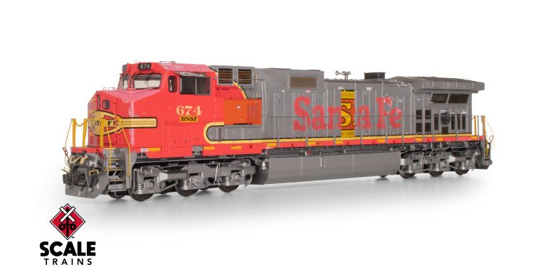 Scaletrains Rivet Counter HO Scale GE DASH 9-44CW, BNSF/ex-Santa Fe Warbonnet Patch/Heritage II Replacement Door#674 DCC & Sound