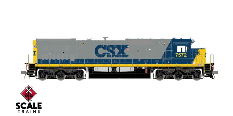 Scaletrains Rivet Counter HO Scale GE DASH 8-40C, CSX/YN2/Conspicuity Stripes #7572 DCC & Sound *Reservation*