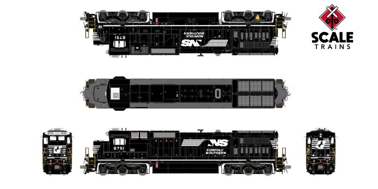 Scaletrains Rivet Counter HO Scale GE DASH 8-40C, Norfolk Southern/Horsehead/Roof-Mounted HVAC #7581 DCC & Sound *Reservation*