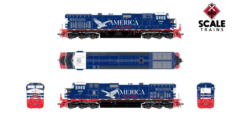 Scaletrains Rivet Counter Dash 9-44CW Buffalo & Pittsburgh/America's 250th Anniversary/Bald Eagle #4426 DCC Ready *Reservation*