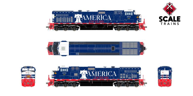 Scaletrains Rivet Counter Dash 9-44CW Buffalo & Pittsburgh/America's 250th Anniversary/Liberty Bell #4434 DCC Ready *Reservation*